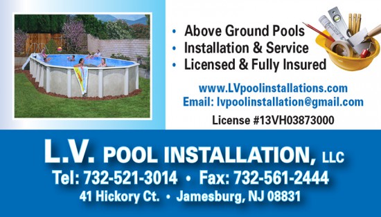 L.V. Pool Installation Business Card