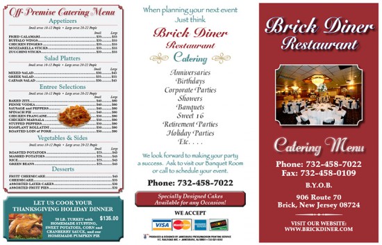 Brick Diner Trifold Menu